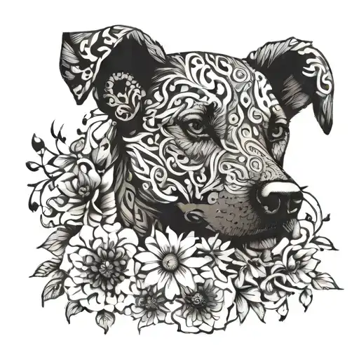A Surreal Composition Of A Dog Made Out Of Flowers And Music Notes