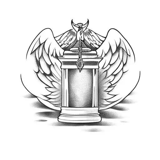 Irish Harp With Angel As The Pillar And Wings As The Neck Of The Harp