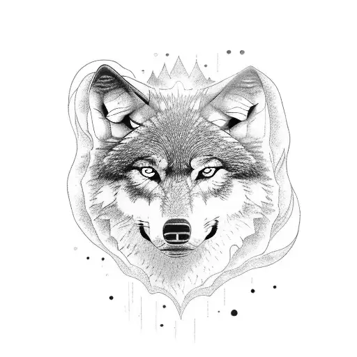 Wolf Standing On Cliff Ledge With Forest In Back Ground