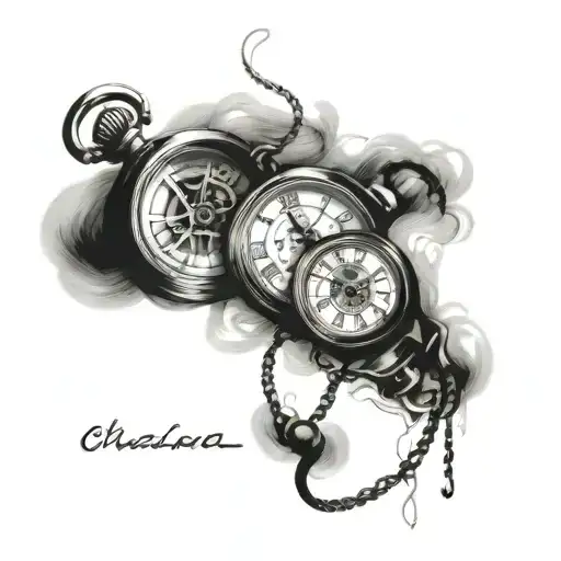 Clock Tower With Pocket Watch Mechanism Intertwined