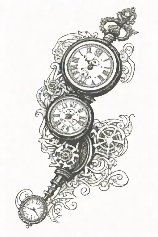 Clock Tower With Pocket Watch Mechanism Intertwined