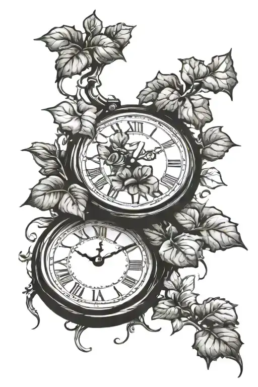 Clock With Ivy Growing Together