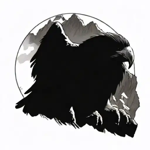 Giant Condor Perched On The Andes Mountain Range