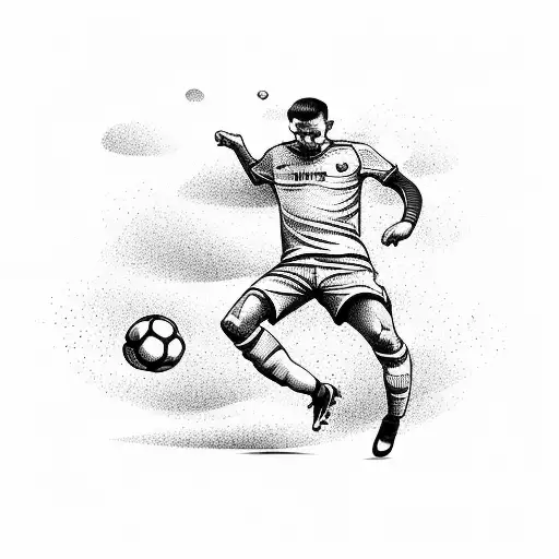 A Soccer Player Kicking A Ball On A Sandy Beach