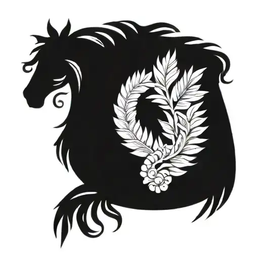 Laurel Wreath With Horse Head And Palm Tree Inside