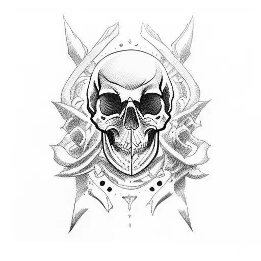 Dagger And Blood Running Through The Skull