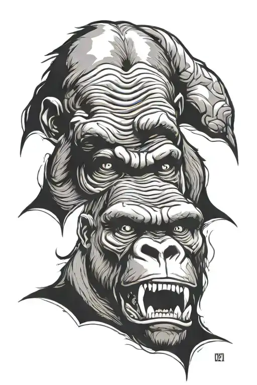 Gorilla Angry Face And Pitbulls