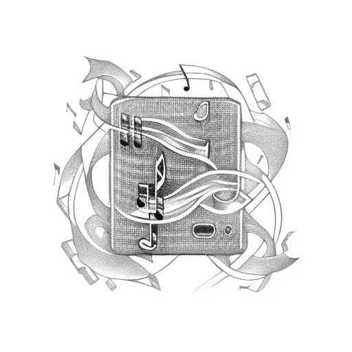 Musical Notes Intertwined With Gaming Controllers