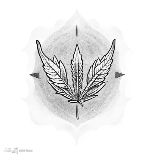 Weed Leaf With The Halo From An Angel Above It