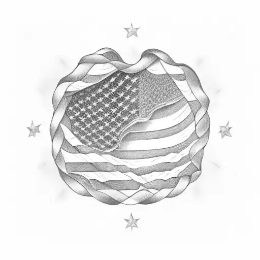 An American Flag And An Italian Flag Intertwined With Tulips And Roses