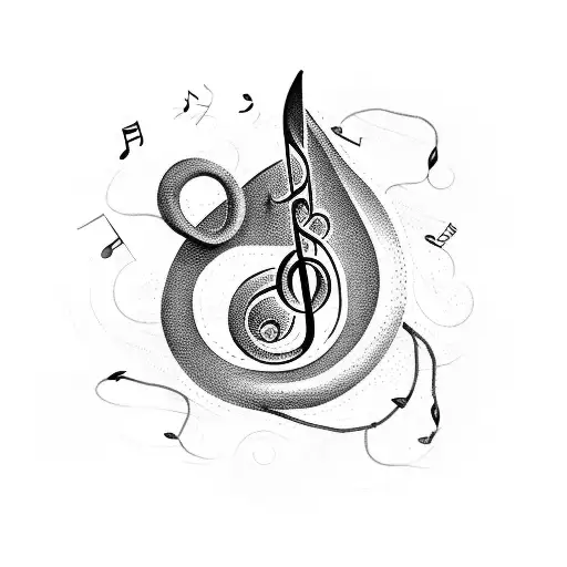 A Whimsical Music Note Surrounded By A Swirling Bicycle Chain