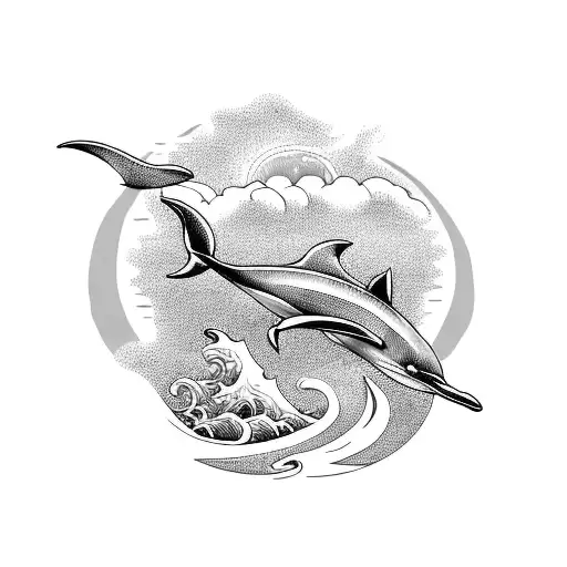 Ocean Wave With Dolphin Tails