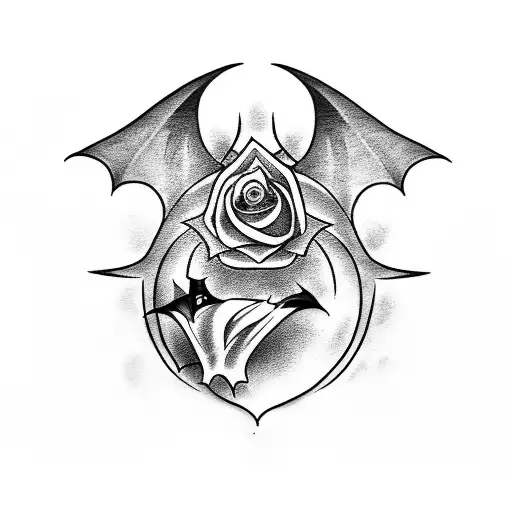A Tattoo That Has A Rose And A Bat And Is About Loyalty