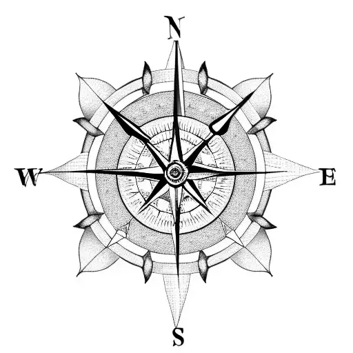 A Compass And Clock Intertwined With A Beautiful Flower