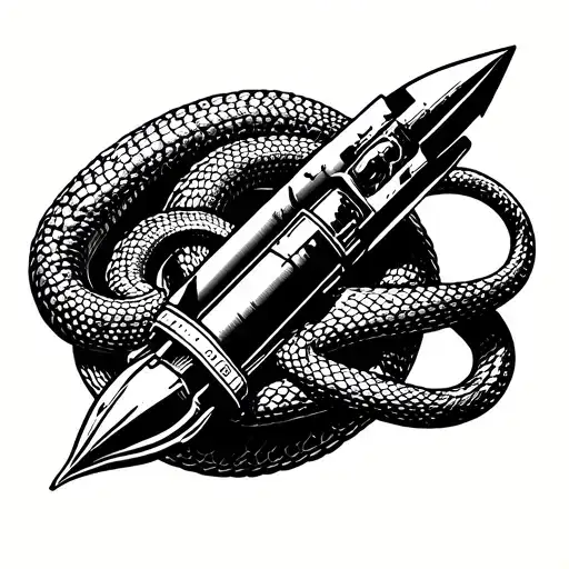 Give Me A Design Of A Heat Seeking Missile With A Snake Around It