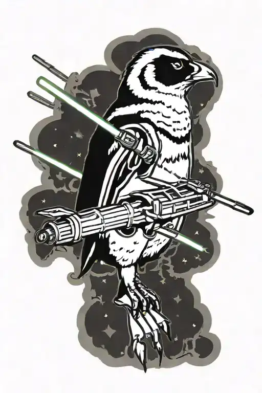 Penguin And Light Saber X Wing