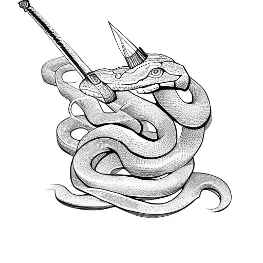 Snake And Sword With Crown