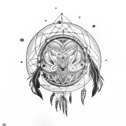 Dreamcatcher With A Sleeping Wolf