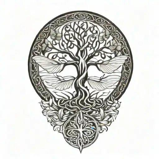 Celtic Tree Of Life With Dragonfly