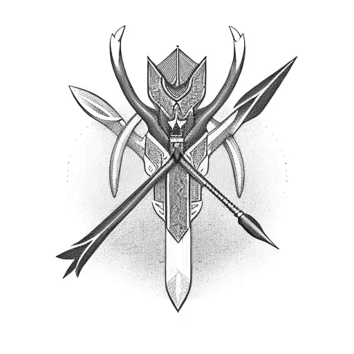 Bow And Arrow Made Of Antler