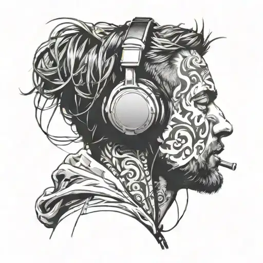 Man Listening To Music On Headphones