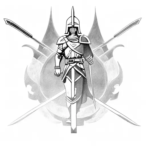 Spartan Soldier With Shield An Sword In A Battle