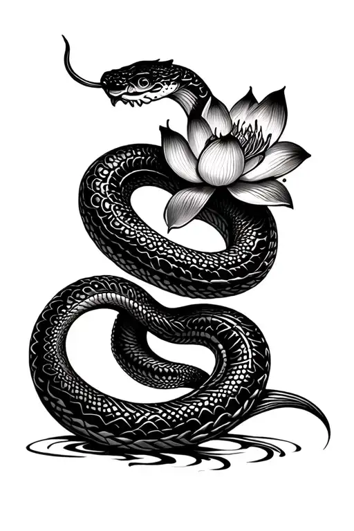 Lotus Flower Snake Coiled