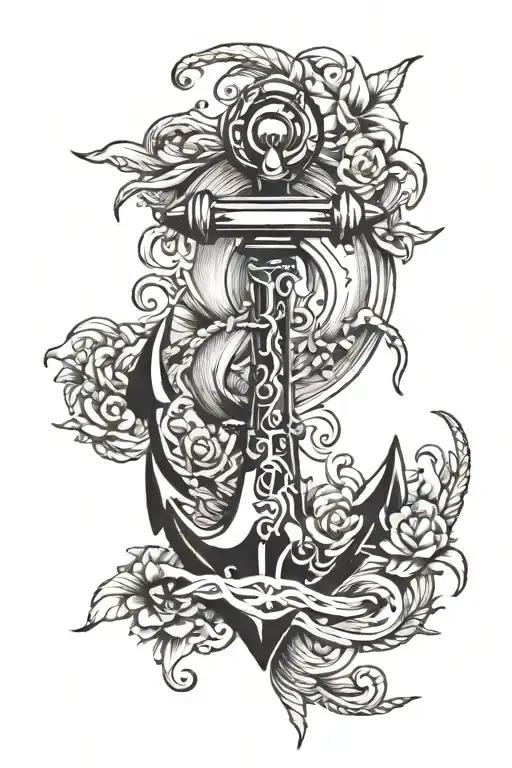 Ocean Theme Sleeve Featuring Anchor