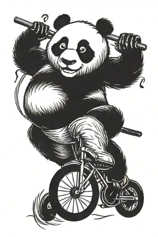 Panda Riding A Unicycle