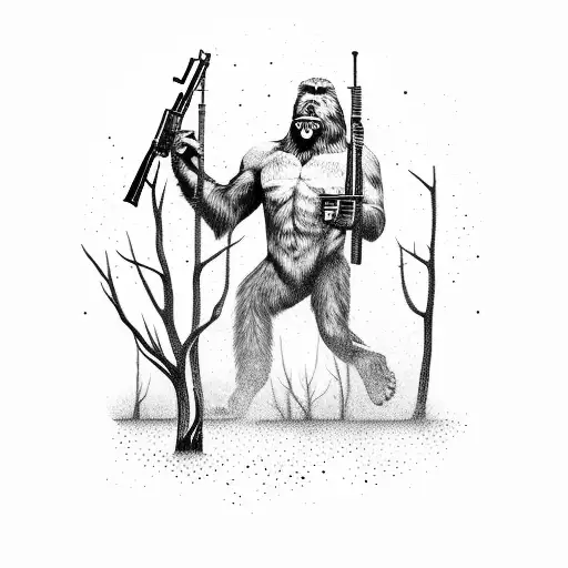 Bigfoot Hunting Deer With A Rifle