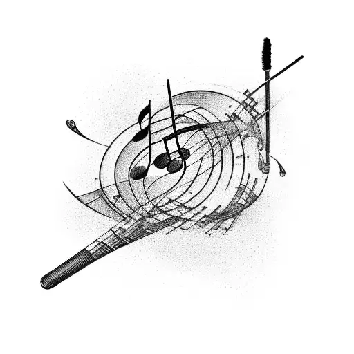 An Abstract Representation Of Music Notes Intertwined With Brush Strokes