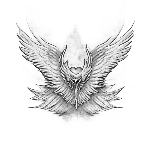 Dark Angel Wings With Intricate Blackwork Details