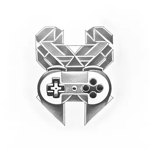 A Tattoo Of A Gaming Controller With A Heart Symbol Incorporated Into The Design