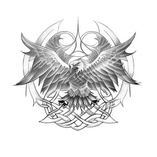 German And Celtic Tribal With An Eagles Wings Sleeve