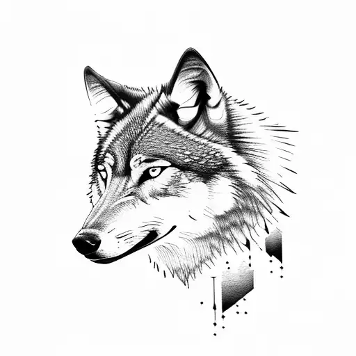 Wolf With Mountain Forest Landscape