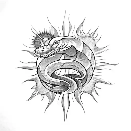 Snake With Sun And Spear