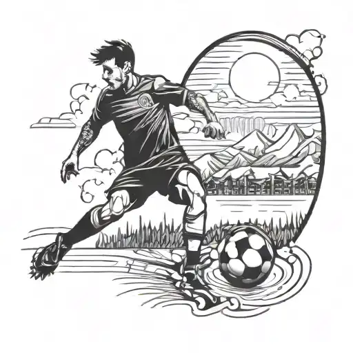 A Soccer Player Kicking A Ball With A Backdrop Of The Brazilian And Canadian Landscapes
