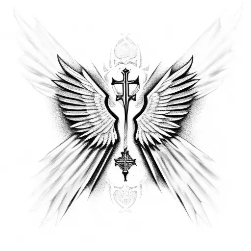 Stylized Image Of A Cathedral With Angel Wings