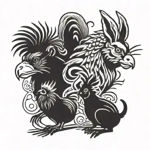 Monkey Rooster And Rabbit