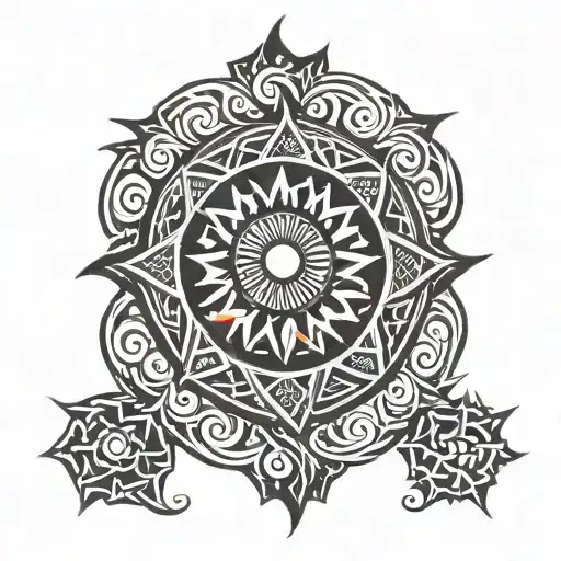 Black Circle Shape Like Tribal Sun