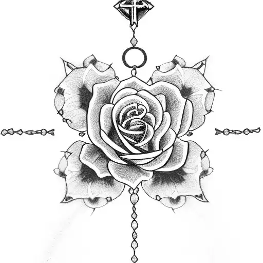 Rosary Beads Cross With Roses