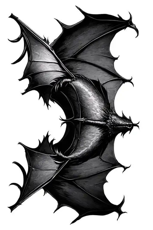 Flying Bat Metal Dark Style Black And White