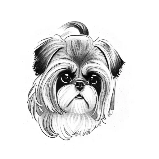 Black And White Shih Tzu With Dragonfly