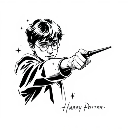 Harry Potter pointing his magic wand Tattoo idea