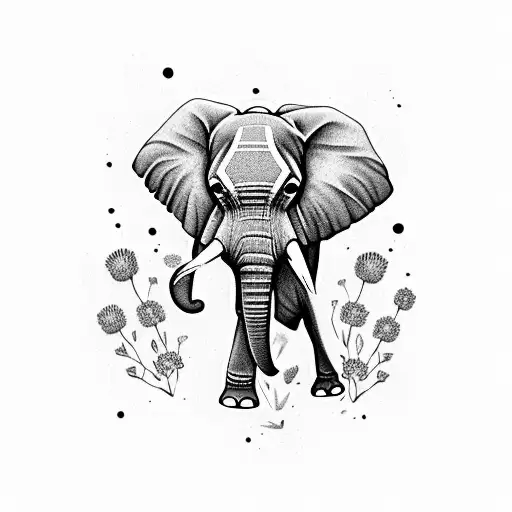 An Elegant Elephant Surrounded By Vibrant Flowers