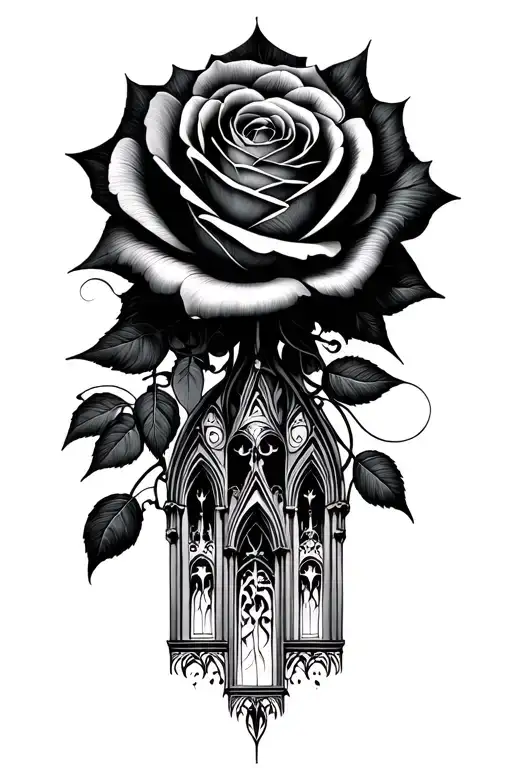 Ghotic Cathedral And Ghotic Rose Wrapped