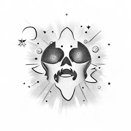 A Star With Face Holds Two Pistols Shooting