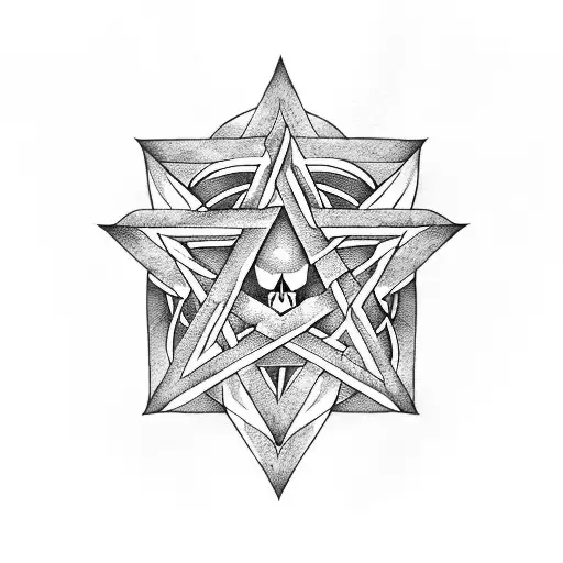 Pentagram With Forest And Skull