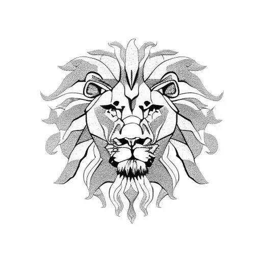 Origami Lion And Scorpion Blackwork Style