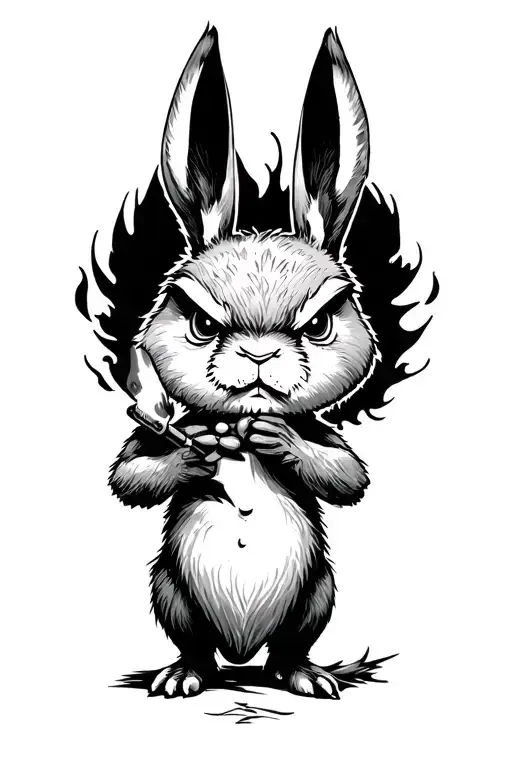 Angry Rabbit With Torch